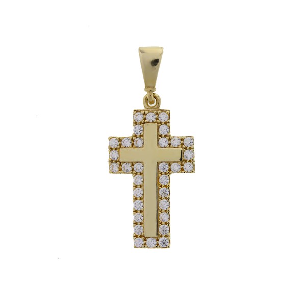  9Y CZ SET OUTER CROSS PENDANT
