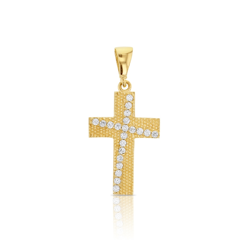  9Y TEXTURED CZ SET CROSS