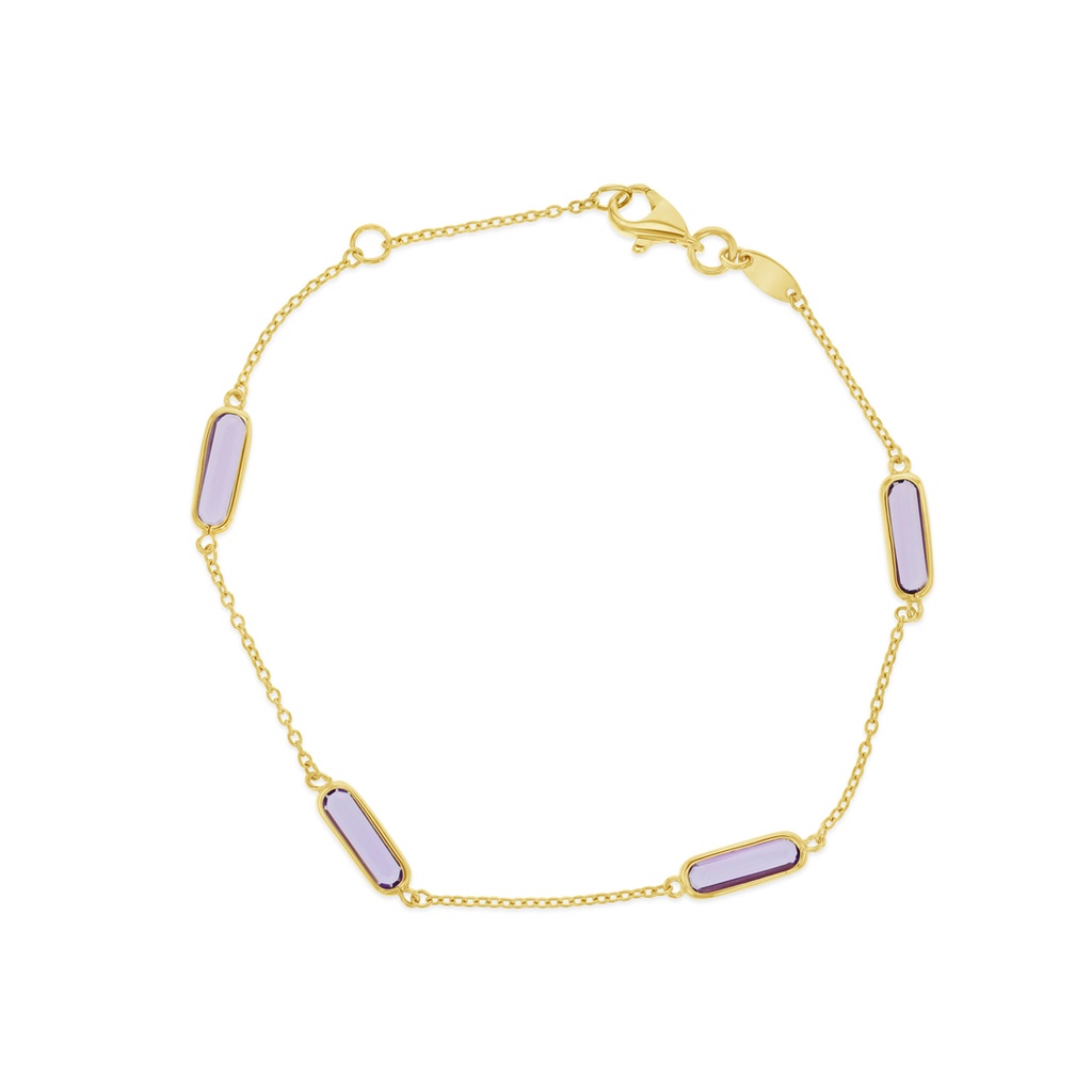 9Y CHAIN WITH LIGHT PURPLE BAGUETTE STONE BRACELET