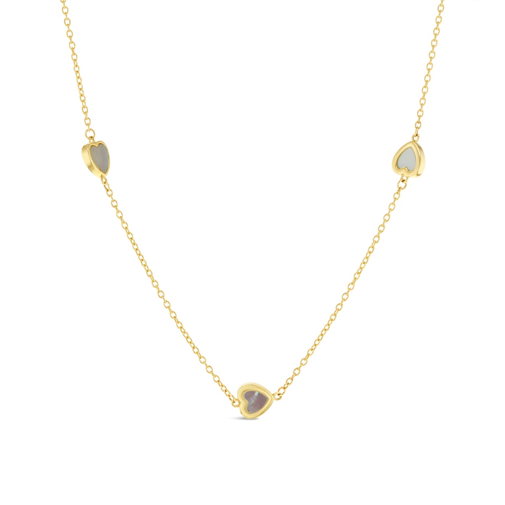 9Y CHAIN WITH MOP PEARL HEARTS NECKLACE