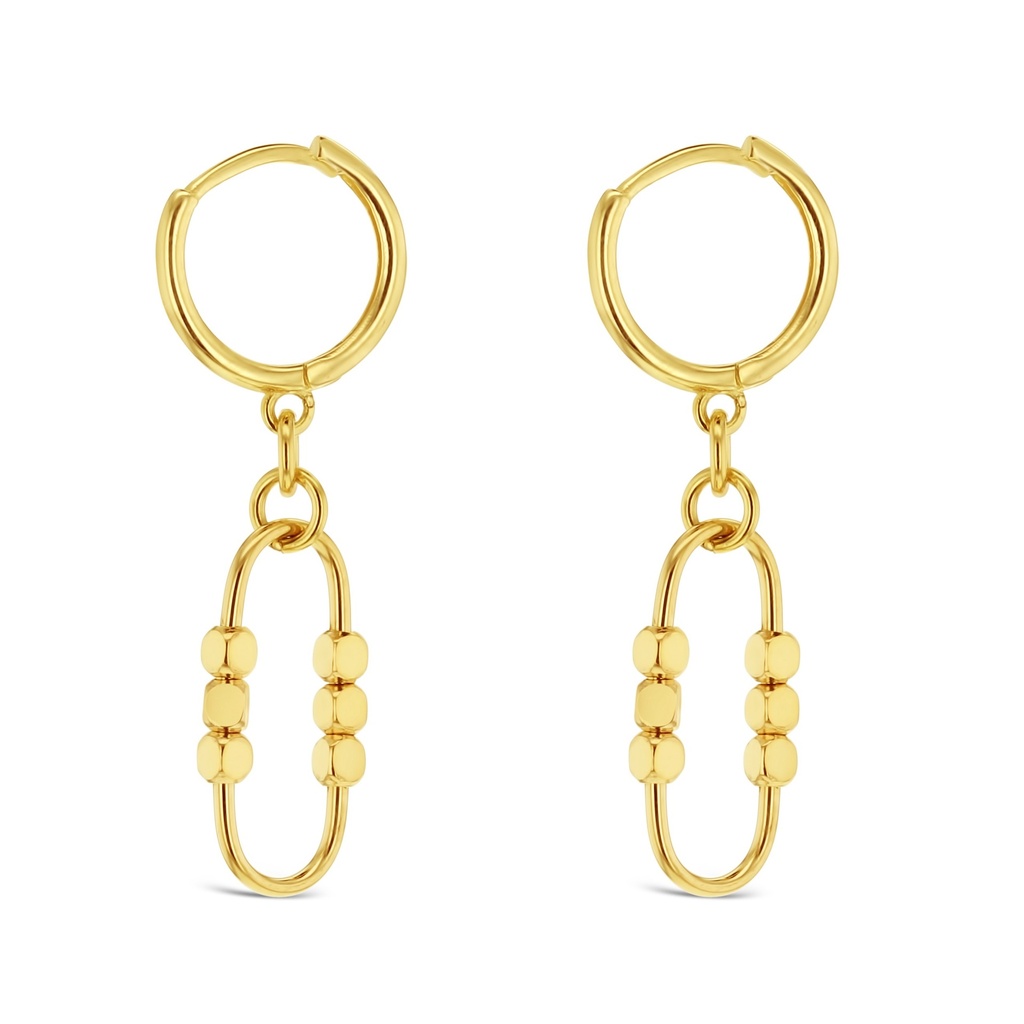 9Y FANCY OVAL DROP HUGGIE