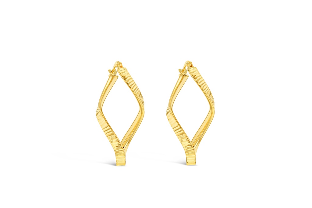 9Y DIAMOND CUT TWIST HOOP