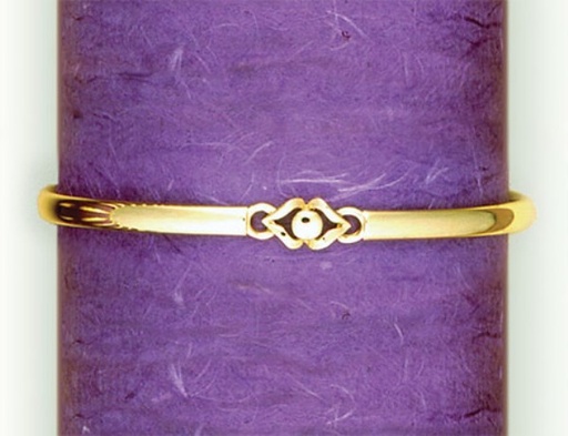 [SFY2C43] 9CT SILVER FILLED BANGLE DOUBLE PETAL FEATURE