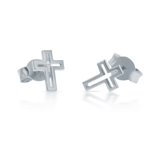 [EAR742]  9W OPEN MINI CROSS STUD