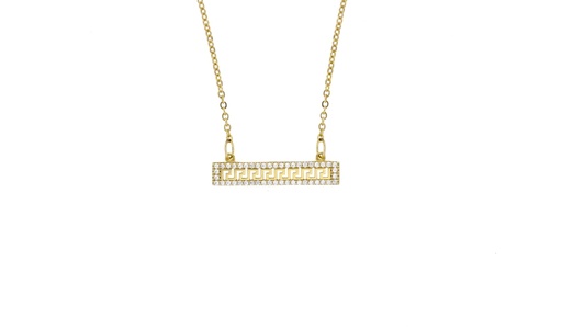 [BT126] CZ GREEK KEY BAR WITH CHAIN