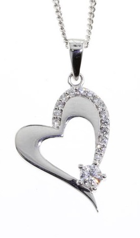 [STPD115]  9W CZ SET OPEN HEART PENDAN
