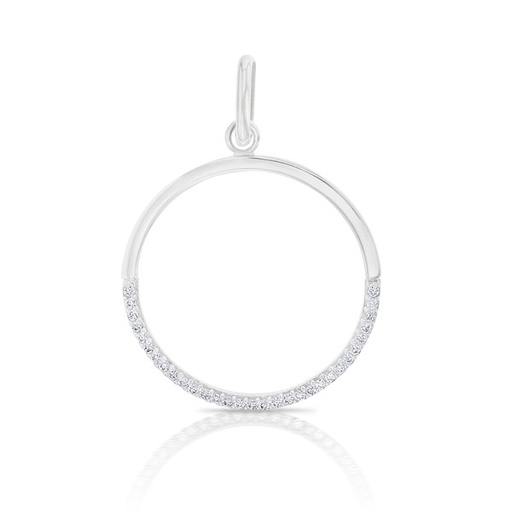 [STPD300]  9W HALF CZ/PLAIN OPEN CIRCL