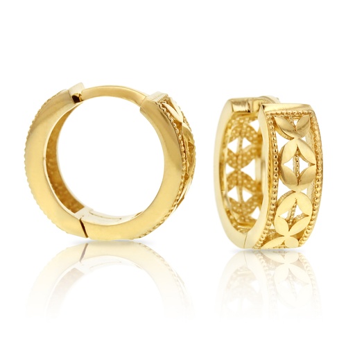 [EAR769] 9Y FANCY ANTIQUE HUGGIE