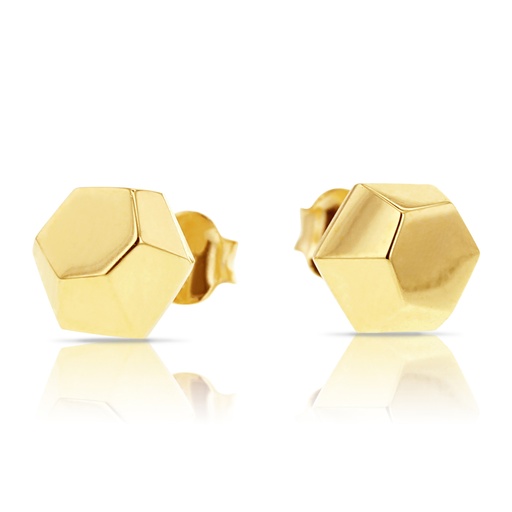 [EAR773] 9Y GEOMETRIC HEXAGON STUD