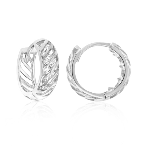 [EAR673]  9W CZ OPEN CUTOUT HUGGIE