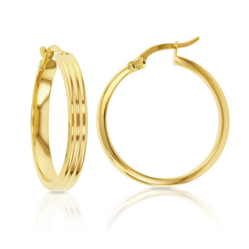 [EAR700]  9Y GROOVED HOOP EARRINGS