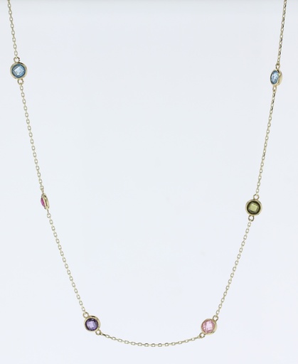 [BB152] 9Y CHAIN WITH MULTICOLOURED STONE CIRCLES NECKLACE