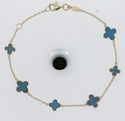 [BB183] 9Y ALTERNATING CHAIN WITH BLUE CLOVER BRACELET