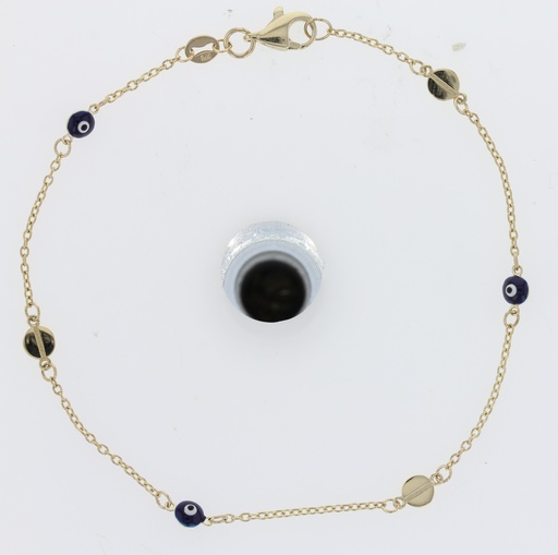 [BB166] 9Y CHAIN ALTERNATING SCREW AND EVIL EYE BRACELET