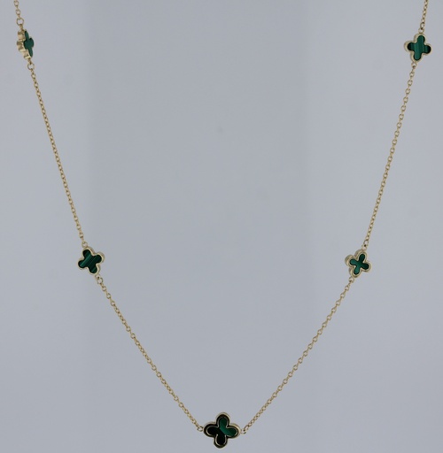 [BB186] 9Y ALTERNATING CHAIN WITH GREEN CLOVER NECKLACE
