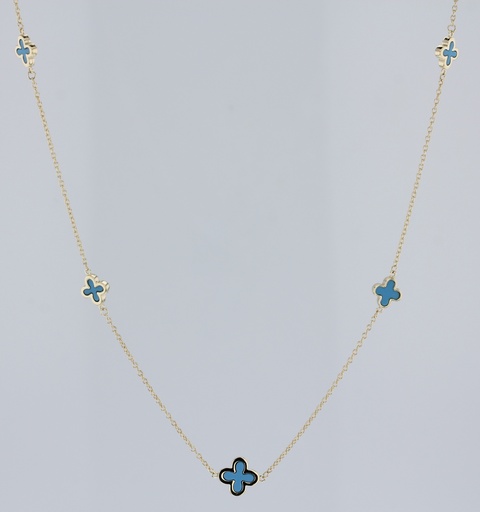 [BB184] 9Y ALTERNATING CHAIN WITH BLUE CLOVER NECKLACE