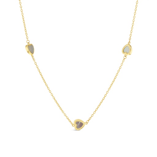 [BB164] 9Y CHAIN WITH MOP PEARL HEARTS NECKLACE