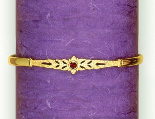 [SFY2C59] 9CT SILVER FILLED BANGLE ENGRAVED LEAF FLOWER STONE SET FEATURE