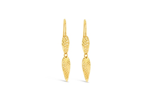 [EAR983] 9Y DIAMOND CUT & FILIGREE DROP EAR