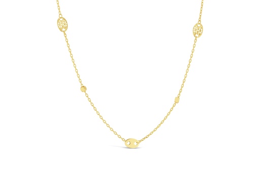 [BB138] 9Y FANCY BALL & OVAL LINK NECKLACE